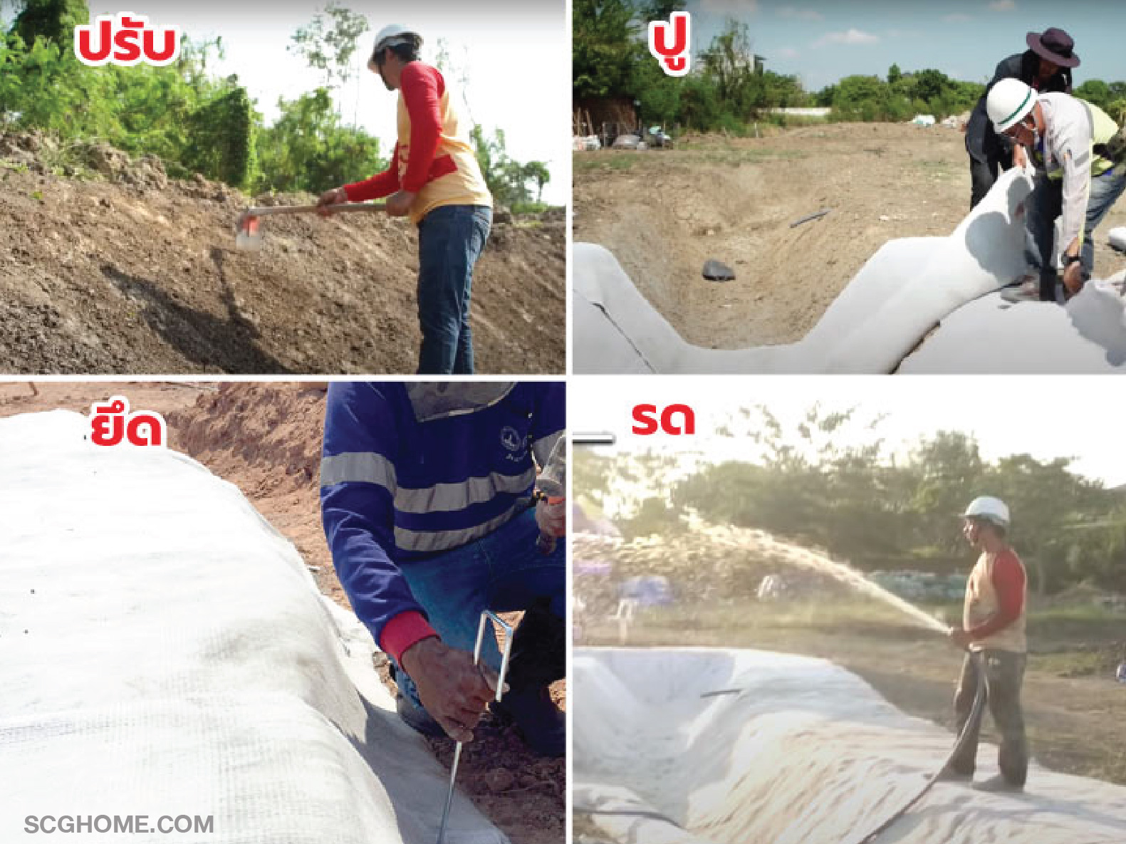 การติดตั้งผ้าใบคอนกรีต "ปรับ ปู ยึด รด"