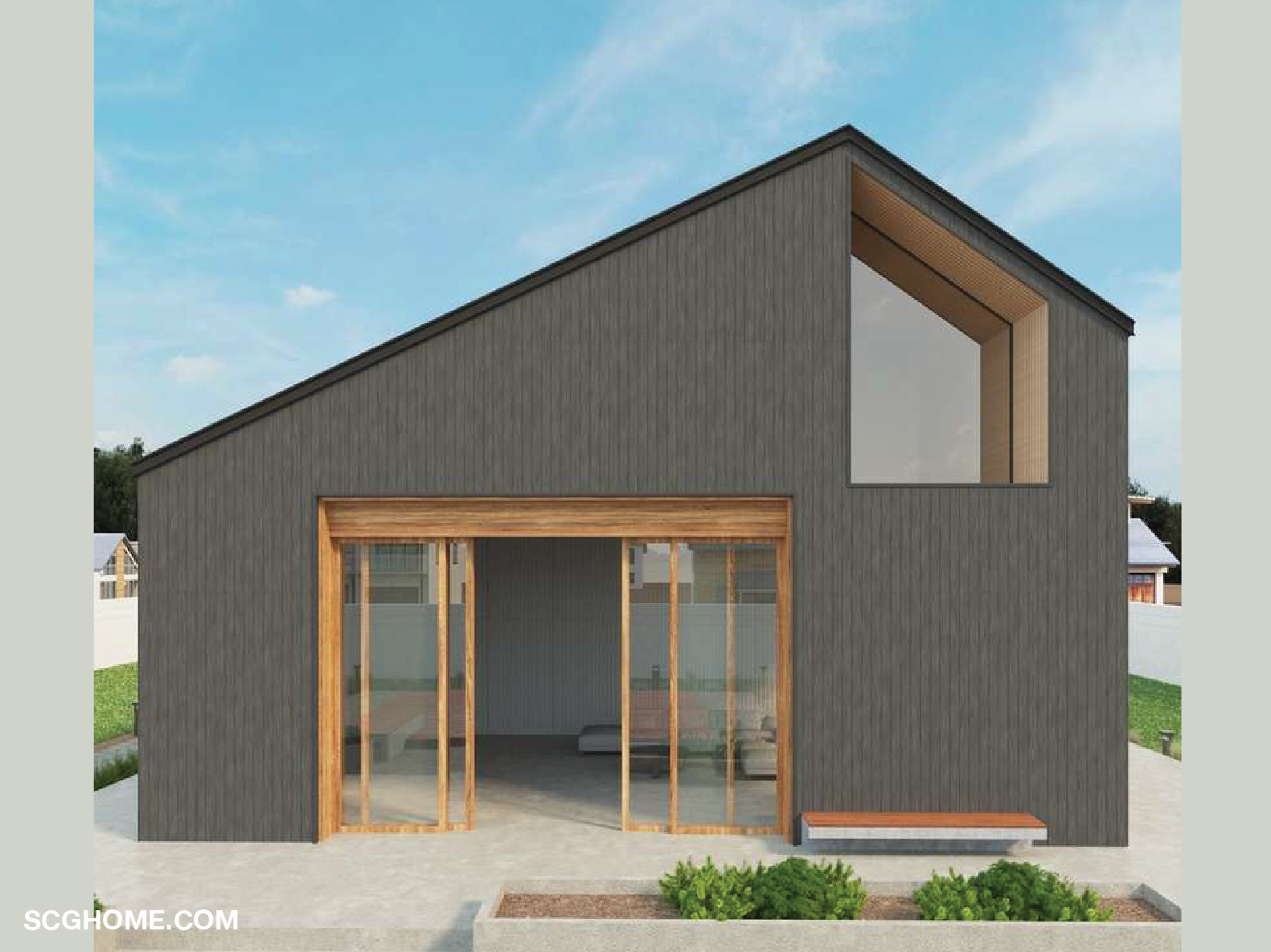 ฝาบ้าน ผนังบ้าน แผ่นตกแต่งผนัง ผนังบังใบ เอสซีจี รุ่นรัสติค ทำสีเทาเข้ม