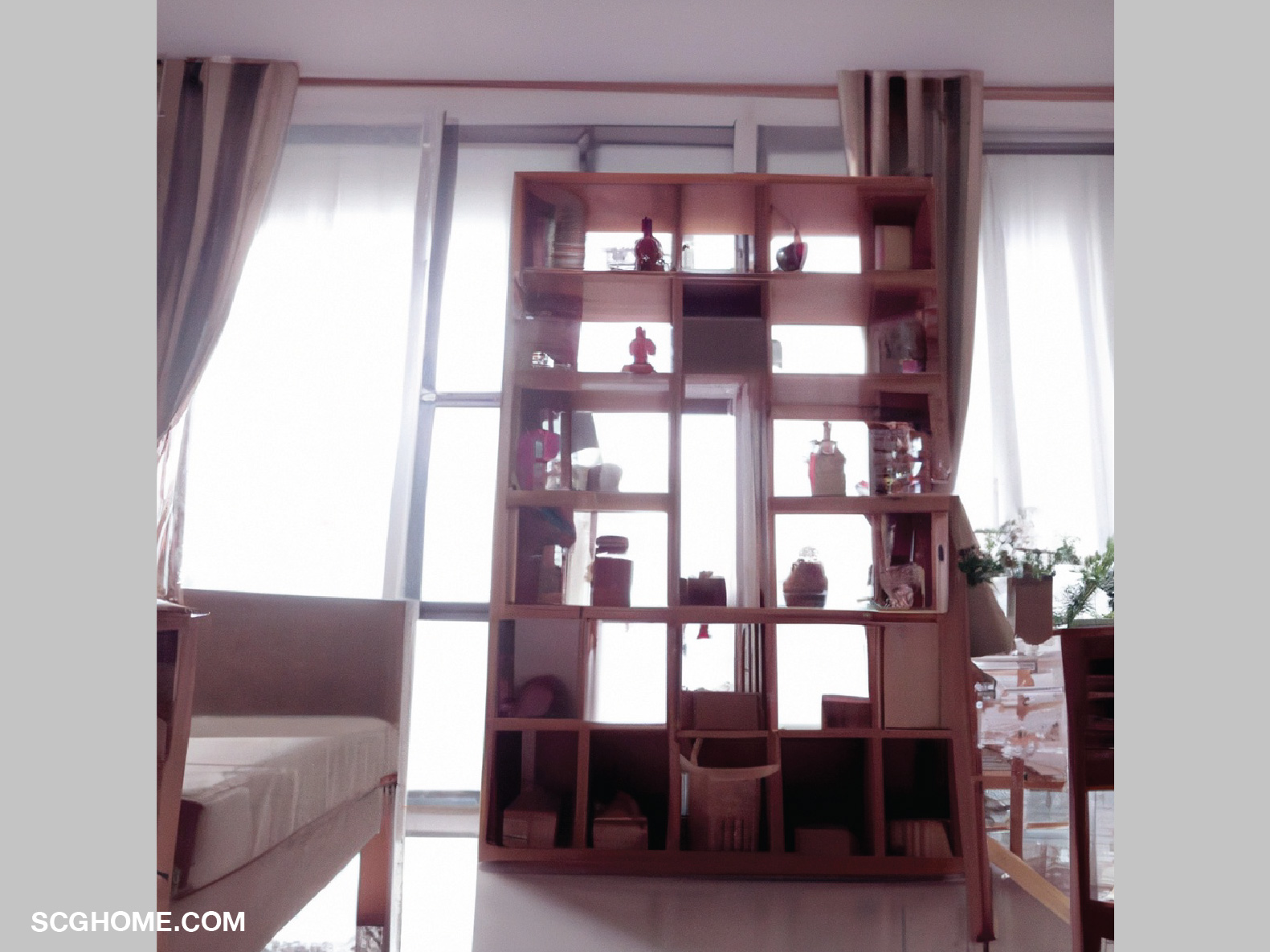 ตัวอย่างการวางชั้นวางของบังช่องหน้าต่าง