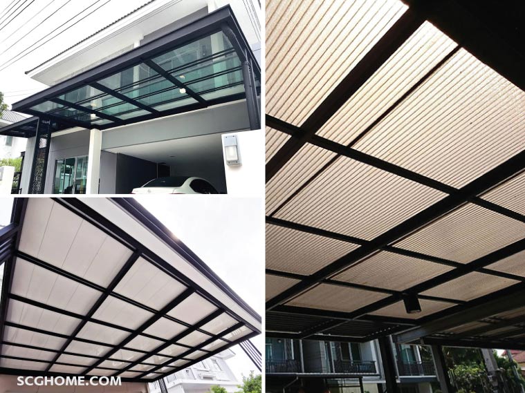 Singleimage ปรับปรุงภายนอกบ้าน หลังคาโปร่งแสง อะคริลิก โพลีคาร์บอเนต หลังคาไฟเบอร์กลาส