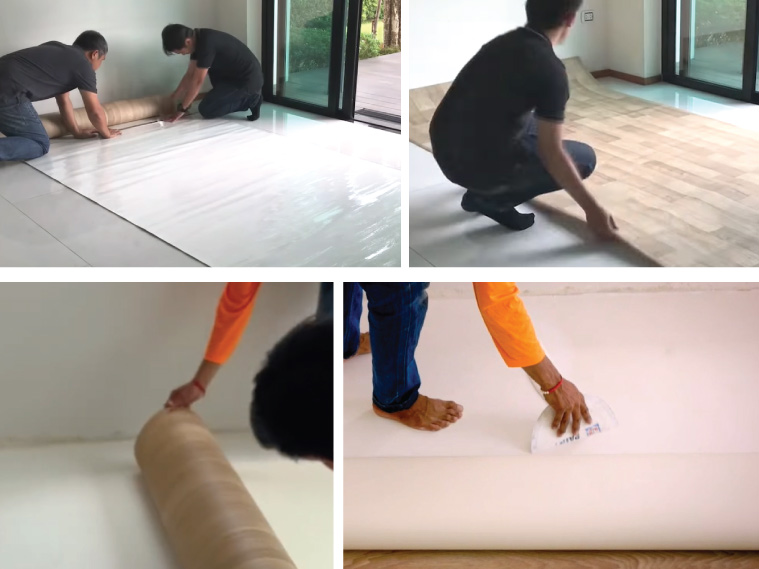 การติดตั้งพื้นกันลื่น พื้นลดแรงกระแทกแบบทากาว และแบบสูญญกาศ