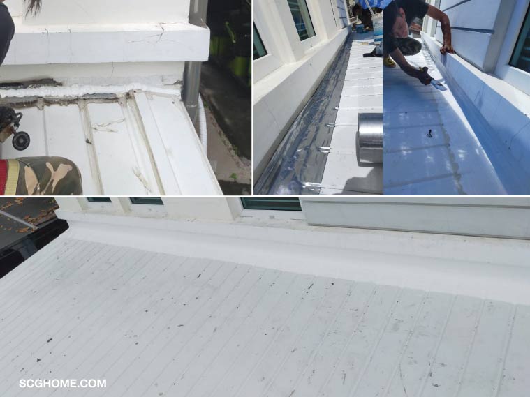 ฝนตกหลังคารั่ว ซ่อมหลังคารั่ว ส่วนต่อเติม ช่างซ่อมหลังคา ซ่อมหลังคา SCG วิธีแก้หลังคารั่ว