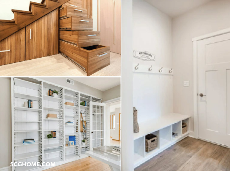 Singleimage จัดสรรพื้นที่ให้คุ้ม พื้นที่เก็บของใต้บันได ตะขอแขวนติดผนัง ชั้น Built-in