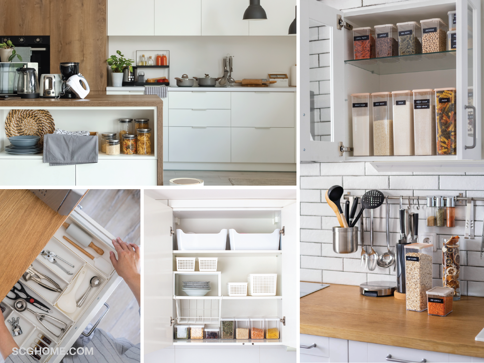 จัดเก็บของใช้ในครัว เคาน์เตอร์ครัว ตู้ครัว ตู้แขวนในครัว กล่องจัดระเบียบ