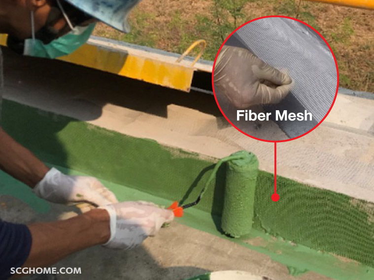 Singleimage ติดตั้ง Fiber Mesh รอยต่อพื้นผนังดาดฟ้า ป้องกันแตกร้าว