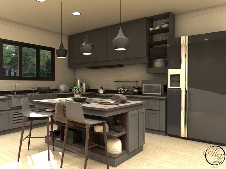 งานออกแบบภายใน : Interior Design ห้องครัว ห้องกินข้าว