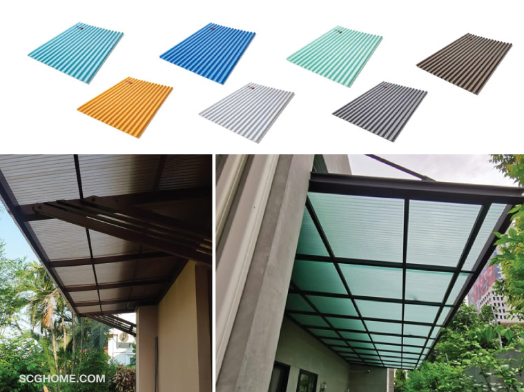 ต่อเติมครัวหลังบ้าน ต่อเติมหลังคาครัว หลังบ้าน วัสดุ หลังคา หลังคาโปร่งแสง ไฟเบอร์กลาส SCG ลอนลูกฟูก Fiberglass