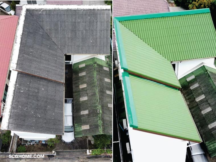 กระเบื้องลอนคู่ scg หลังคากระเบื้องลอนคู่ เปลี่ยนกระเบื้องหลังคา เปลี่ยนหลังคาบ้าน