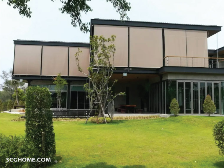 ผ้าใบกันสาด ม่านม้วนแนวดิ่ง แก้ปัญหาบ้านร้อน