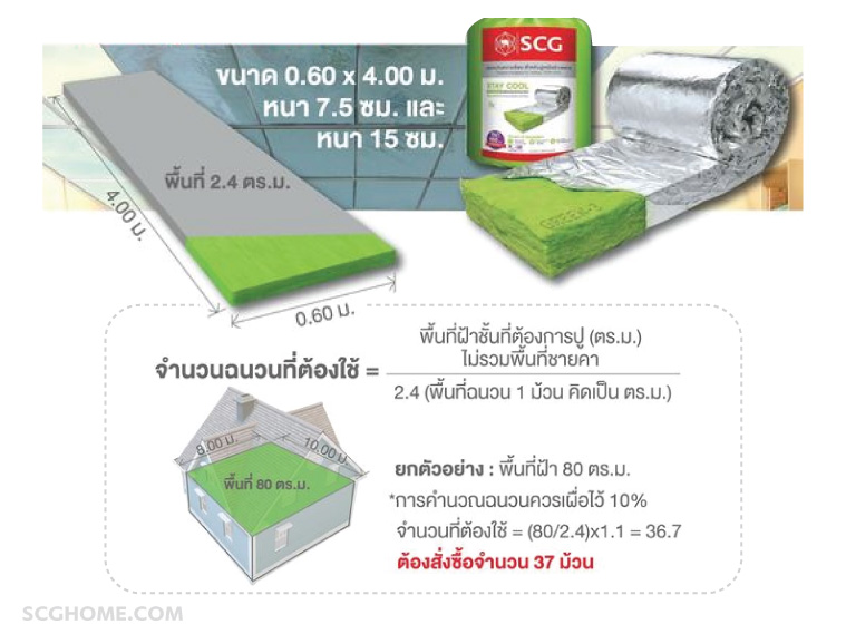 Singleimage คำนวณพื้นที่เพื่อกะจำนวนซื้อฉนวนกันความร้อน SCG stay cool