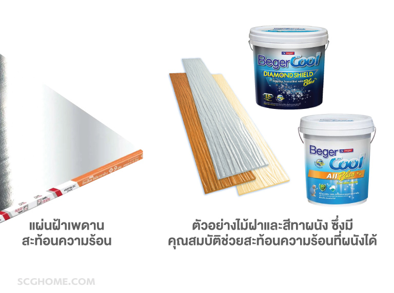 Singleimageแผ่นฝ้าสะท้อนความร้อน สีทาผนังลดร้อน ไม้ฝาลดร้อน