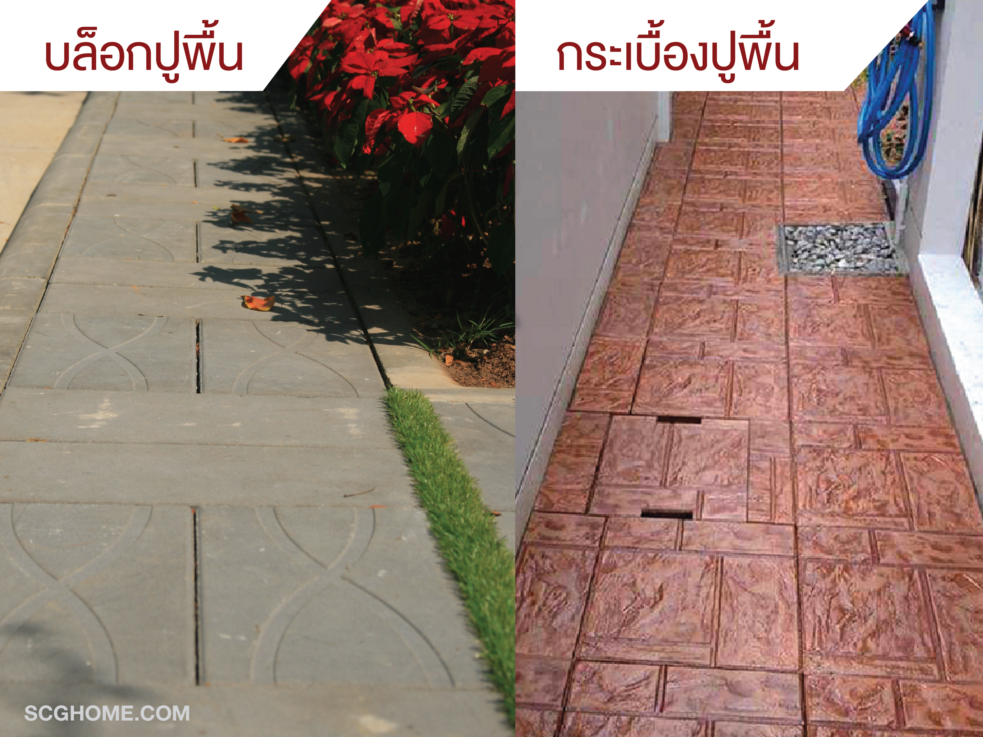 แผ่นปูพื้น กระเบื้องคอนกรีต กระเบื้องปูพื้นSCG อิฐตัวหนอน บล็อกตัวหนอน บล็อกปูพื้น