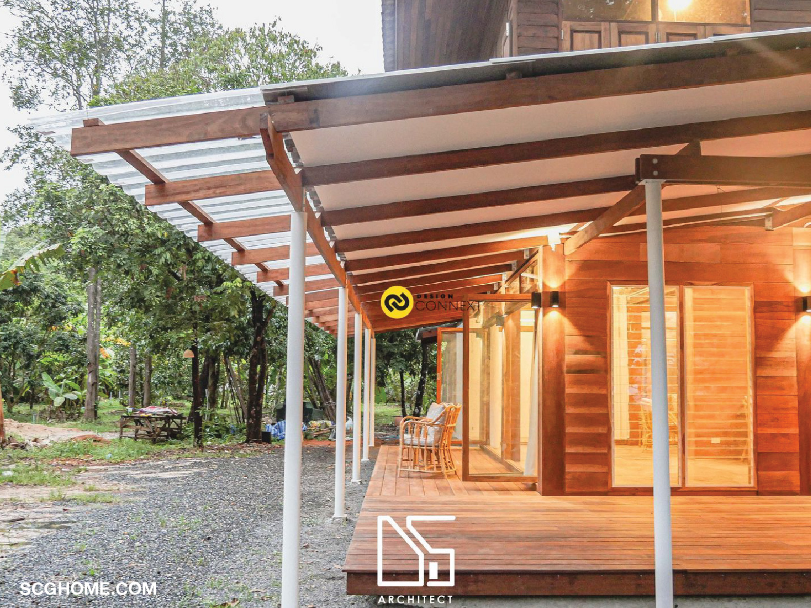 ต่อเติมระเบียงชั้นล่างเชื่อมพื้นที่ภายนอกและภายใน