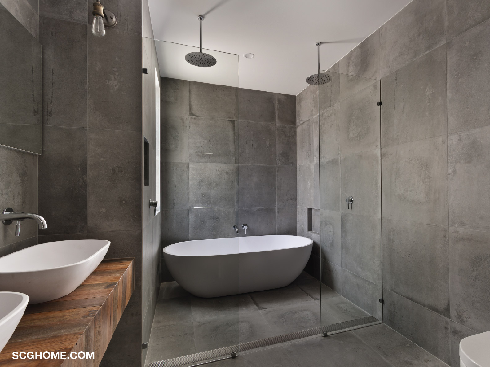 พื้นระดับเท่ากัน มีรางระบายน้ำยาวกั้น