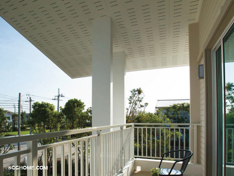 ฝ้าเพดานภายนอกแบบแผ่นเรียบพร้อมรูระบายอากาศ