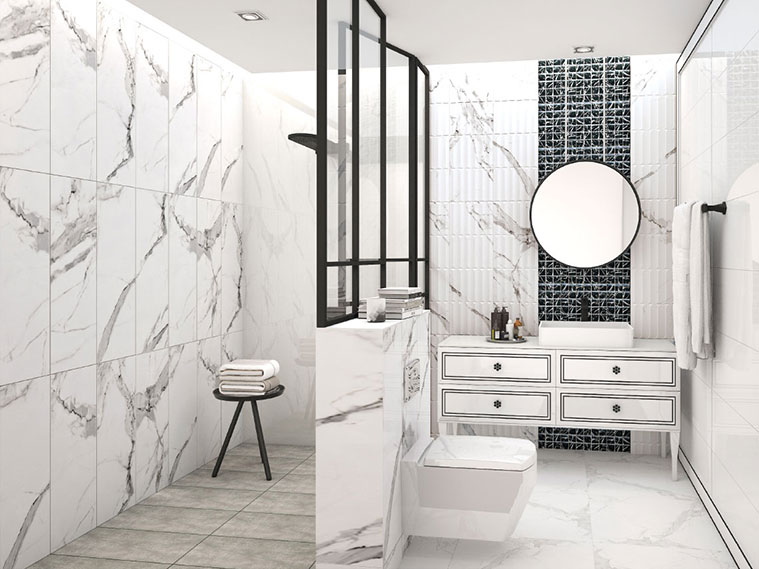 แต่งห้องน้ำให้หรูหรา แฝงความเป็นธรรมชาติด้วยกระเบื้องลายหินอ่อน