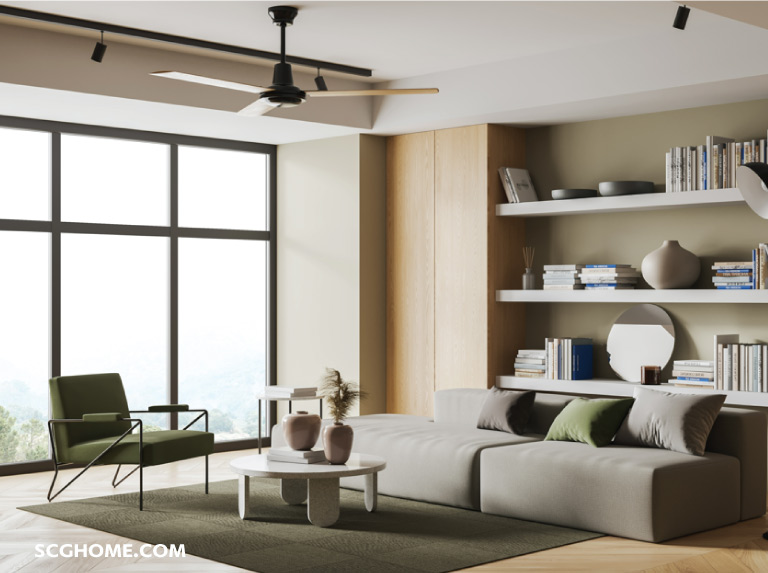 Singleimage ห้องสไตล์ Modern กับพัดลมเพดานใบพัดตรง