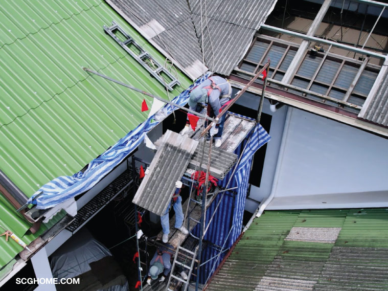 กระเบื้องลอนคู่ scg หลังคากระเบื้องลอนคู่ เปลี่ยนกระเบื้องหลังคา เปลี่ยนหลังคาบ้าน