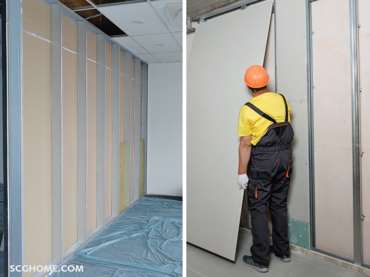 โครงคร่าวและแผ่นผนังเบากั้นห้อง