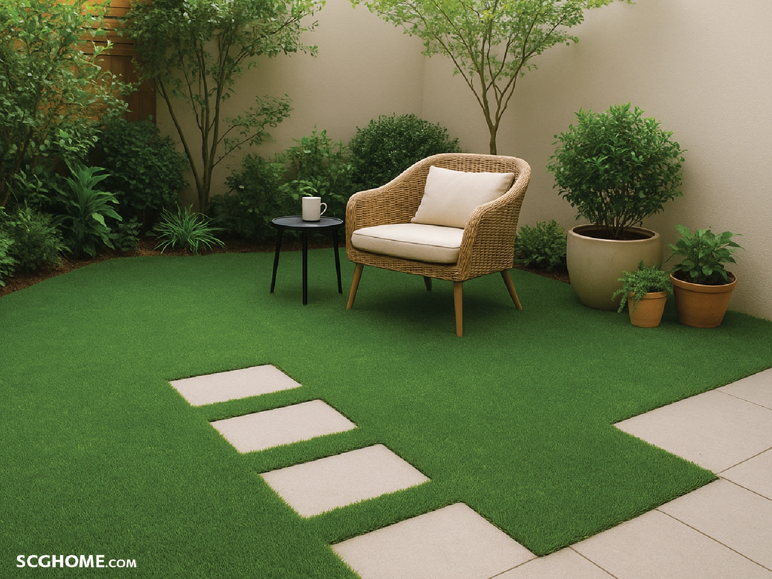 ได้มุมนั่งเล่นเล็กๆ ที่แลดูเป็นธรรมชาติ