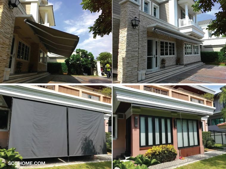 กันสาด  หลังคาโรงรถ ผ้าใบกันสาด กันสาดผ้าใบ หลังคาผ้าใบ ผ้าใบกันแดด ผ้าใบกันแดดกันฝน ผ้าใบชักรอก กันสาดพับได้