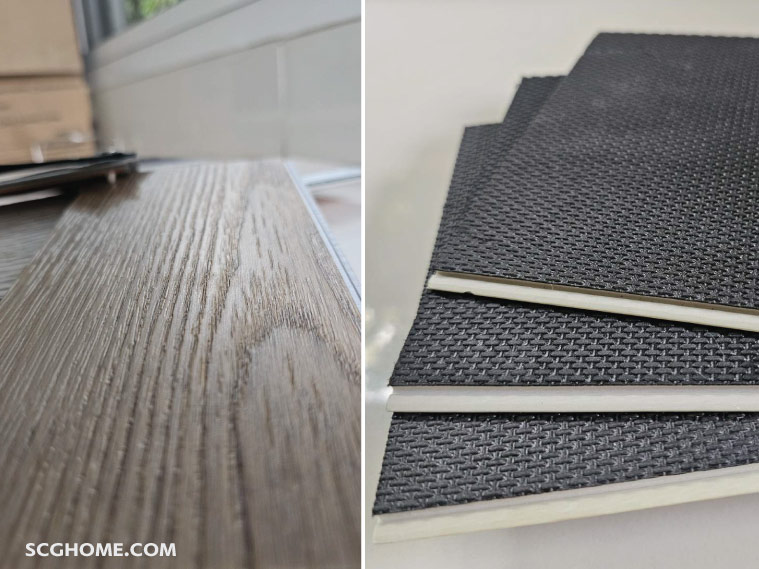 กระเบื้องยาง SPC พื้น SPC  กระเบื้อง SPC ผิวนูนตรงลายไม้เกรดพรีเมียม พร้อมโฟมรองในตัว