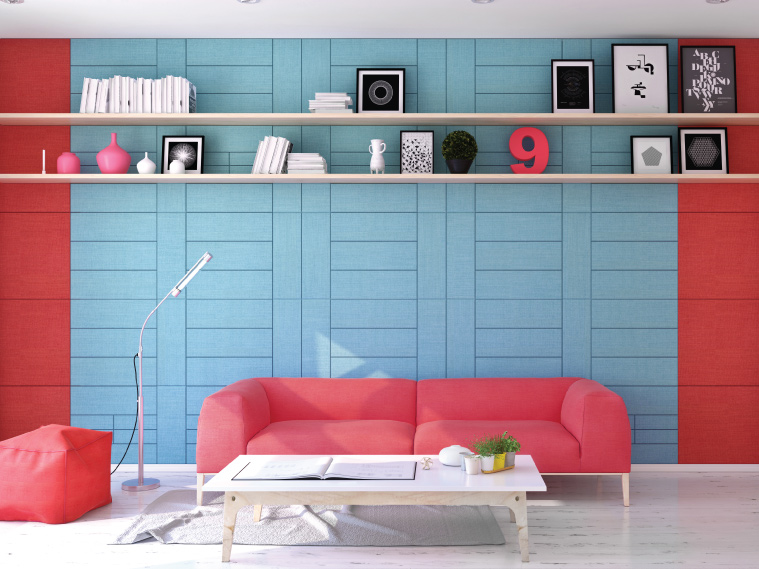 ออกแบบห้องนั่งเล่นให้ดูดซับเสียงในโทนสีสดใส