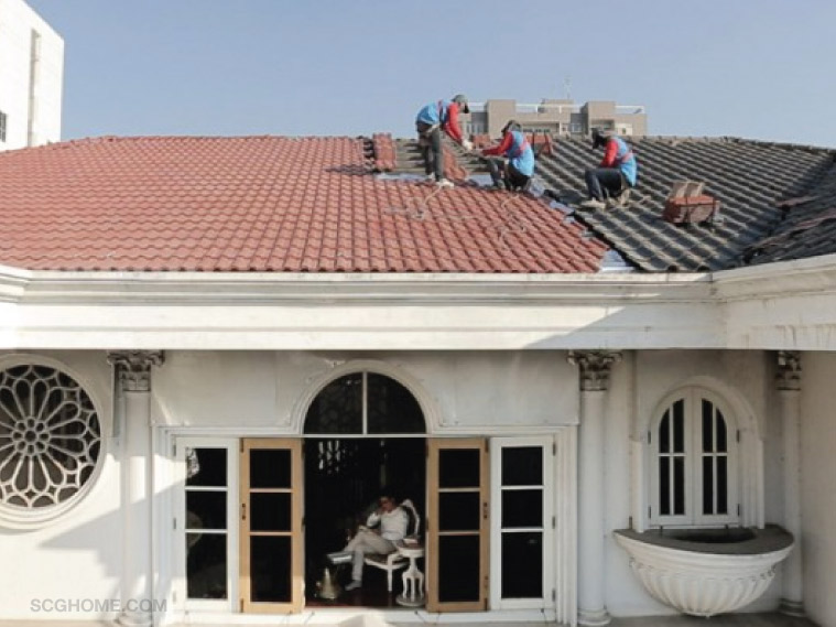 ซ่อมหลังคารั่ว ช่างซ่อมหลังคา SCG  Reroof ซ่อมหลังคา SCG วิธีแก้หลังคารั่ว เปลี่ยนหลังคา เปลี่ยนกระเบื้องหลังคา เปลี่ยนหลังคาบ้าน