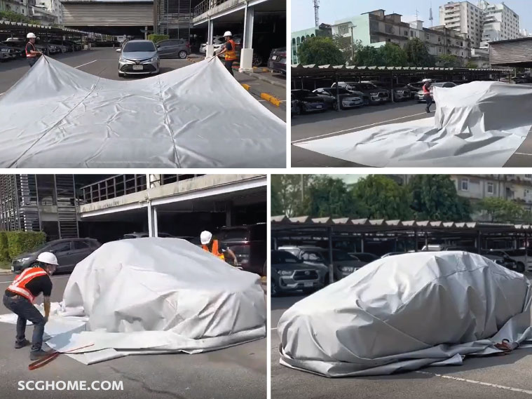 วิธีใช้งานผ้าห่มกันไฟ ผ้าคลุมดับไฟ เมื่อไฟไหม้รถไฟฟ้า