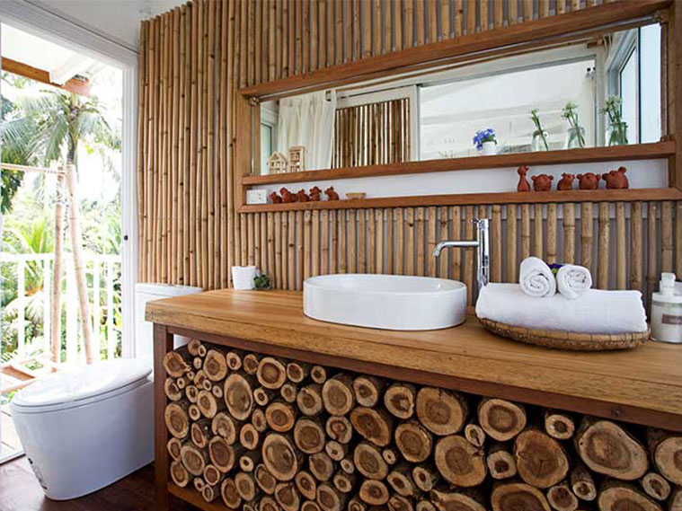 อ่างกลม วงรี เข้ากันได้ดีกับห้องน้ำสไตล์ธรรมชาติแต่งไม้จริง
