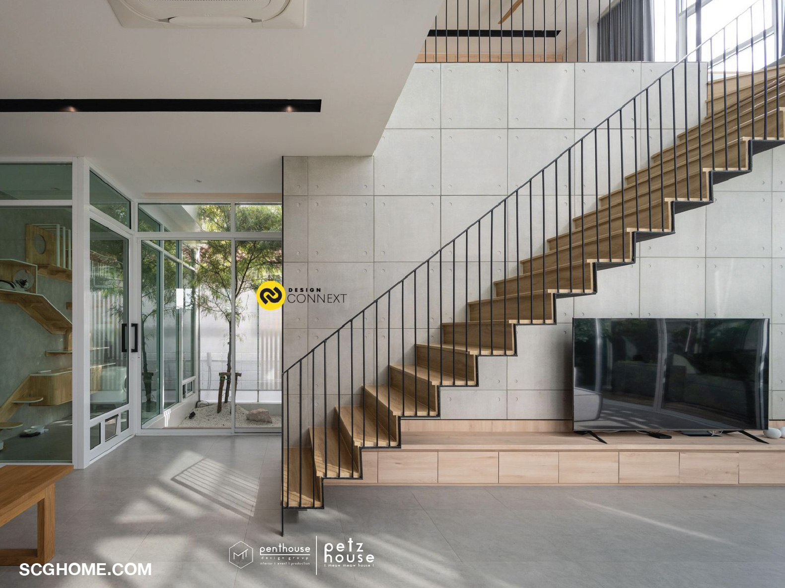 บริเวณห้องนั่งเล่นเป็น Double Space