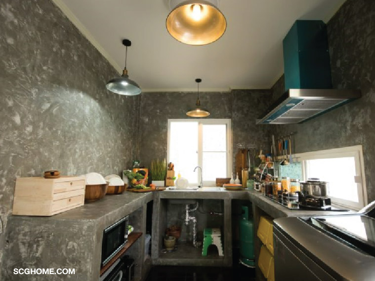 เคาน์เตอร์ครัวไทย เคาน์เตอร์ครัวปูน เคาน์เตอร์ครัวลอฟท์ เคาน์เตอร์ปูนเปลือย ต่อเติมครัว ต่อเติมครัวหลังบ้าน ต่อเติมครัวนอกบ้าน