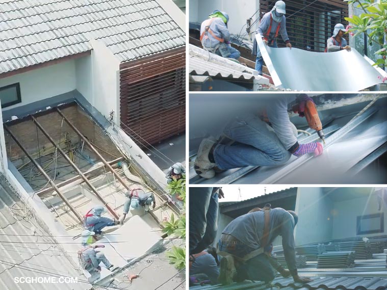 หลังคารั่ว ฝ้าซึม ซ่อมหลังคารั่ว SCG Home ช่างซ่อมหลังคา SCG ซ่อมหลังคา แผ่นสังกะสีกันรั่ว Roof Sarking
