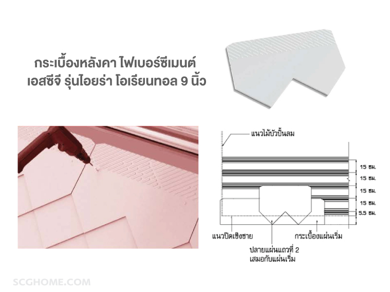 ระยะซ้อนทับการมุงติดตั้งกระเบื้องไอยรา SCG กระเบื้องหลังคาไอยรา กระเบื้องไอยร่า