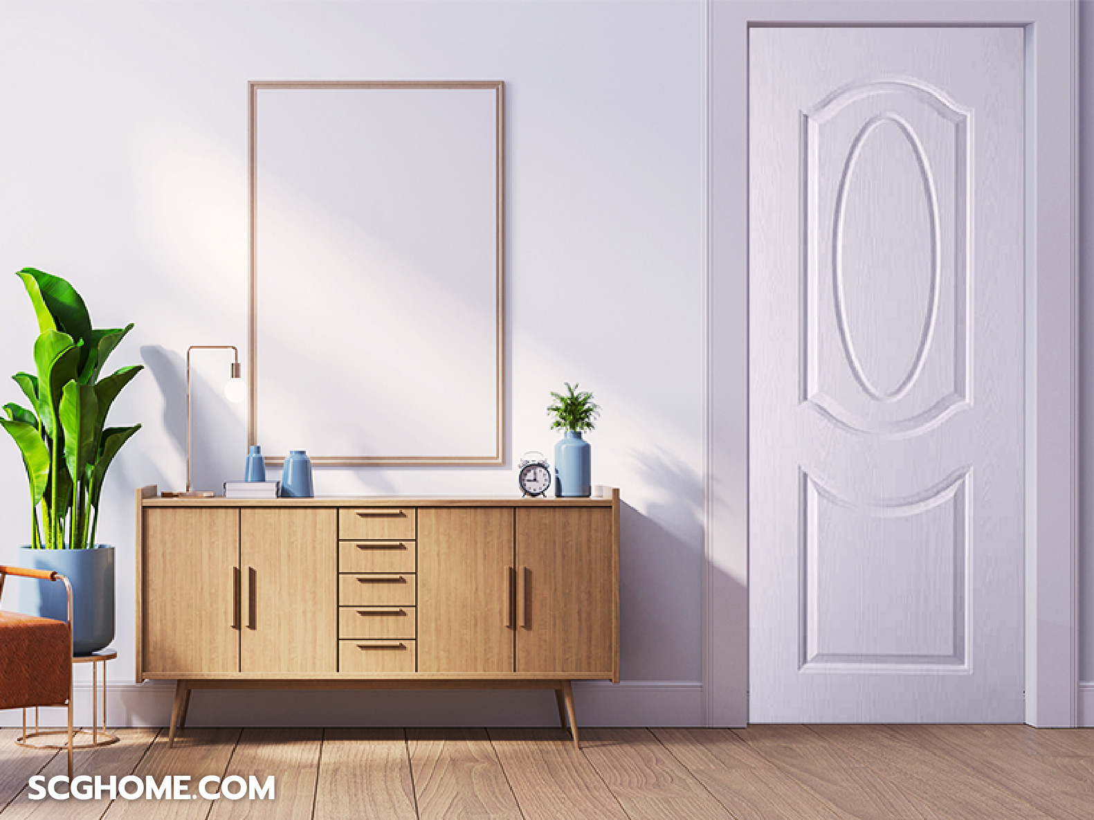 บ้าน mid century modern ประตู ประตูโบราณวินทจ พื้นลามิเนต