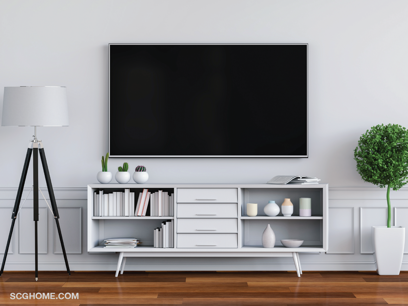 จัดเก็บของตกแต่ง ชั้นวางหน้าทีวี