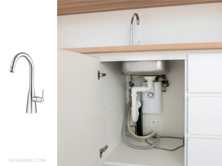 ต่อเติมครัว ต่อเติมครัวหลังบ้าน ก๊อกผสม น้ำร้อนน้ำเย็น ก๊อกผสมอ่างล้างจาน