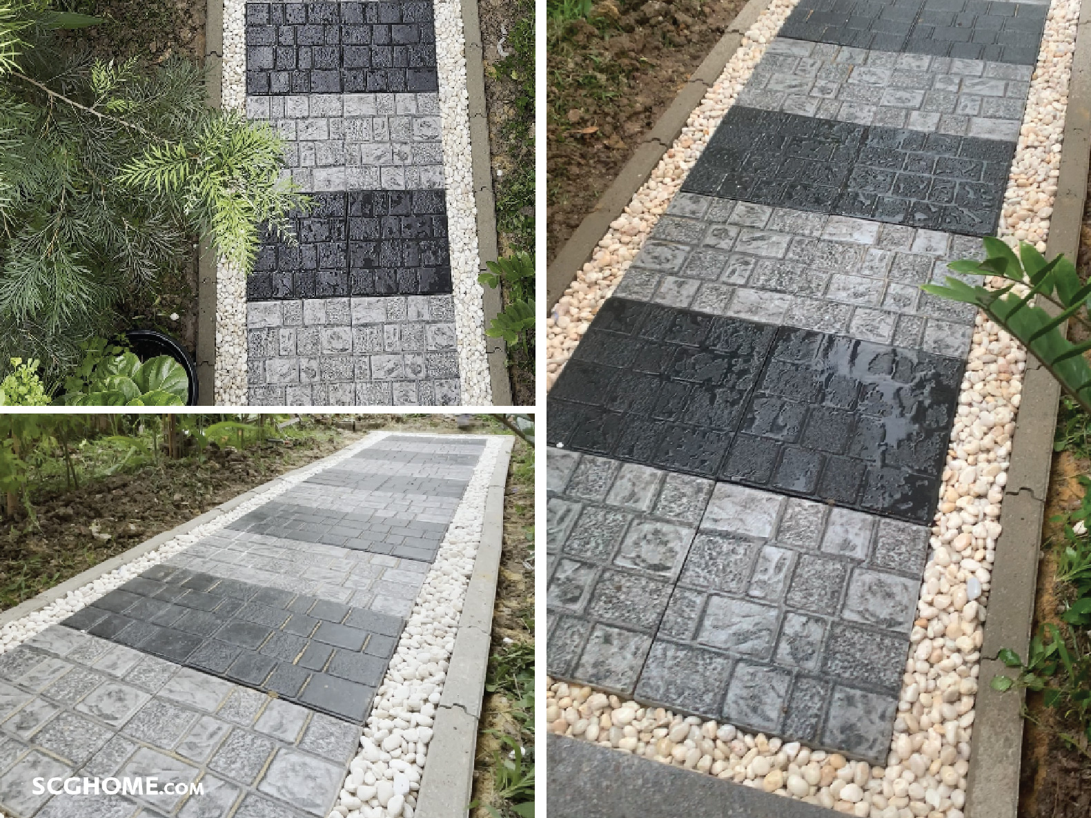 พื้นทางเดินหลังบ้านสวยสะอาด