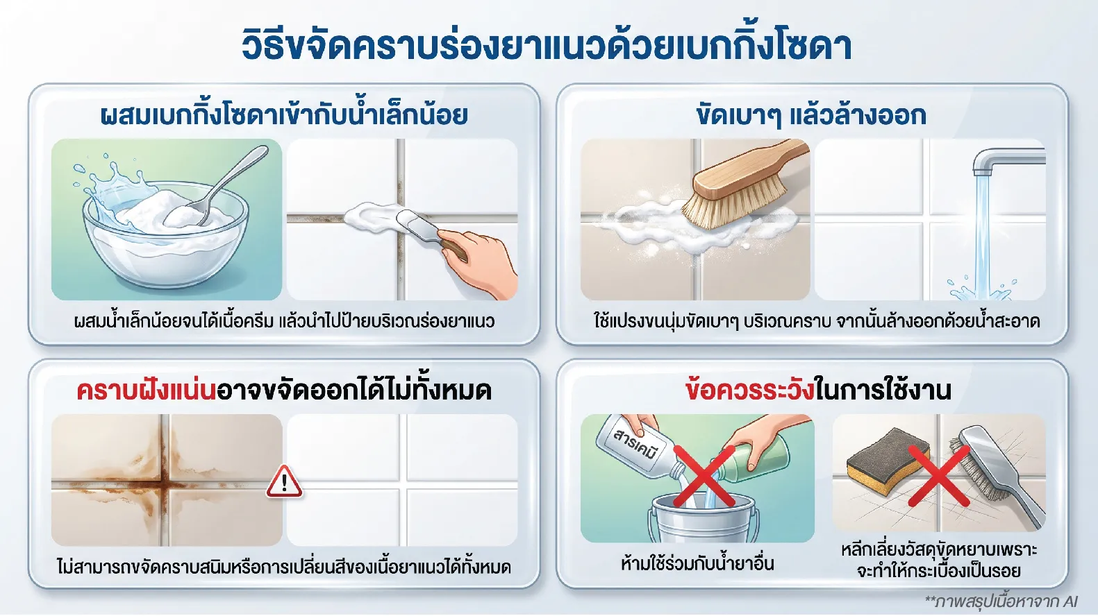วิธีการใช้เบกกิ้งโซดาช่วยขจัดคราบสกปรก