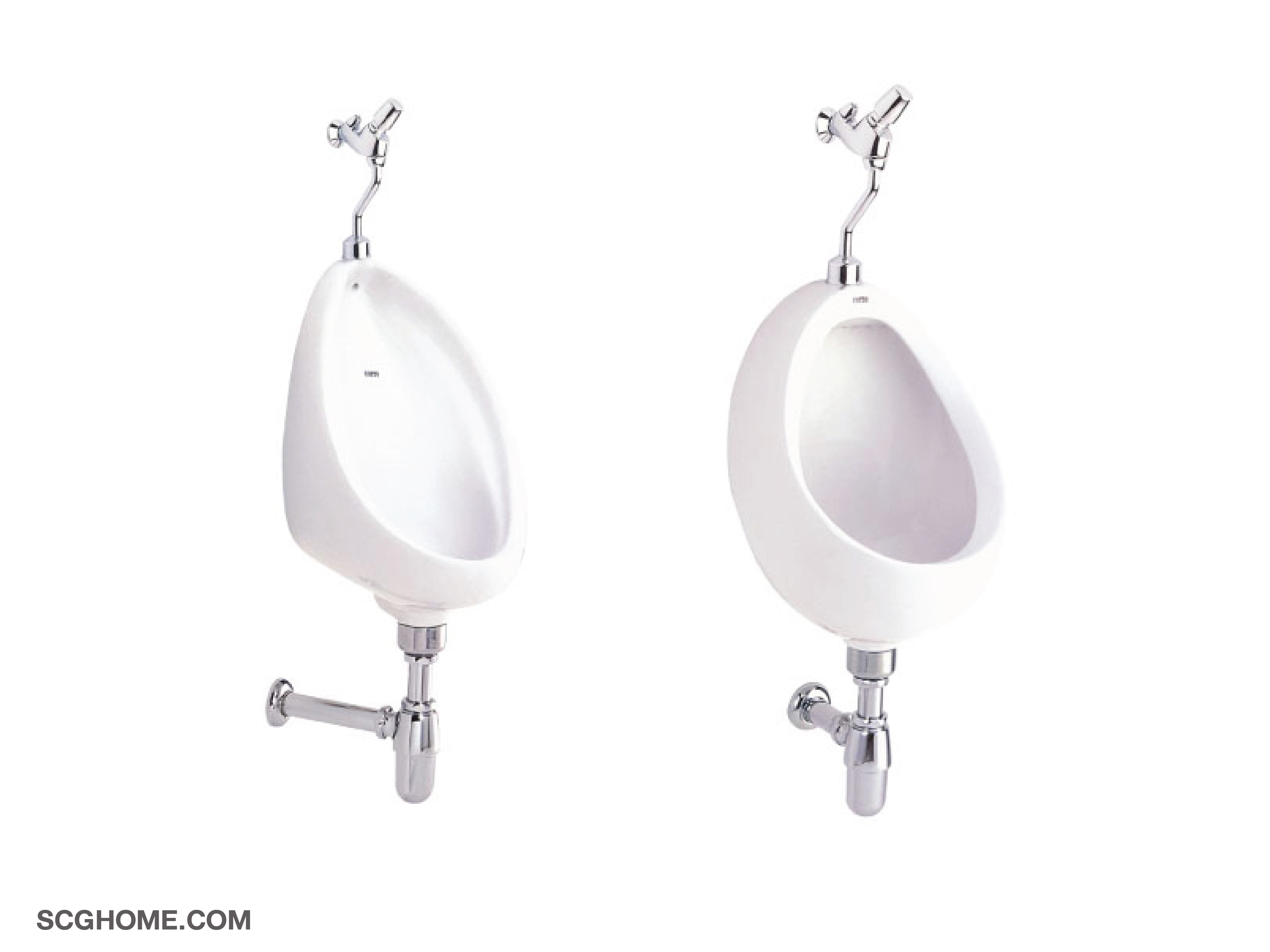 โถสุขภัณฑ์ชายกับท่อน้ำทิ้งดักกลิ่นแบบกระปุก