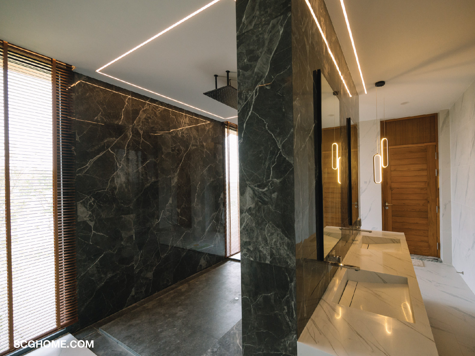 ห้องน้ำขนาดใหญ่พิเศษที่แบ่งการใช้งานชัดเจน