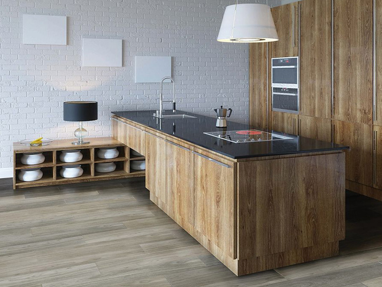 แต่งห้องครัวให้อบอุ่นเป็นธรรมชาติ ด้วยกระเบื้องลายไม้