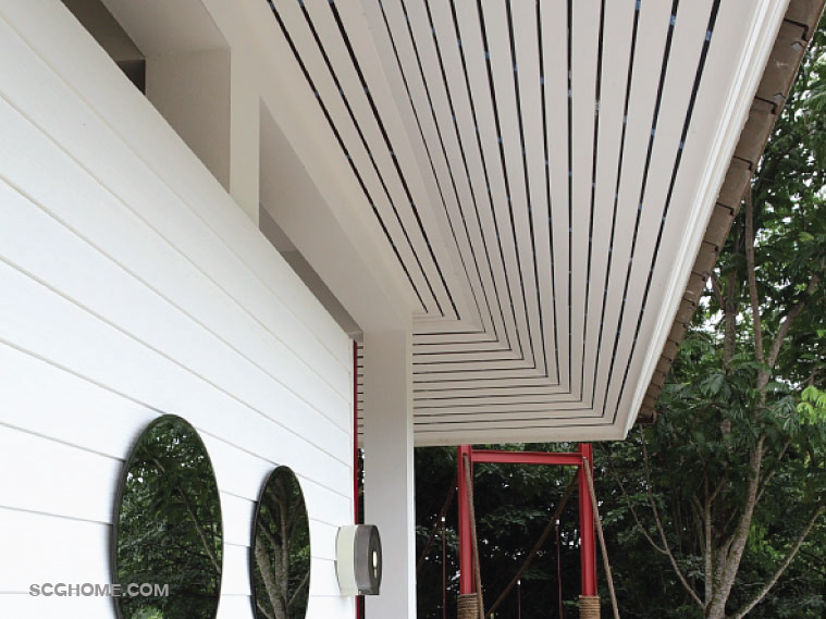 ฝ้าไม้ระแนงตีเว้นร่องระบายอากาศ