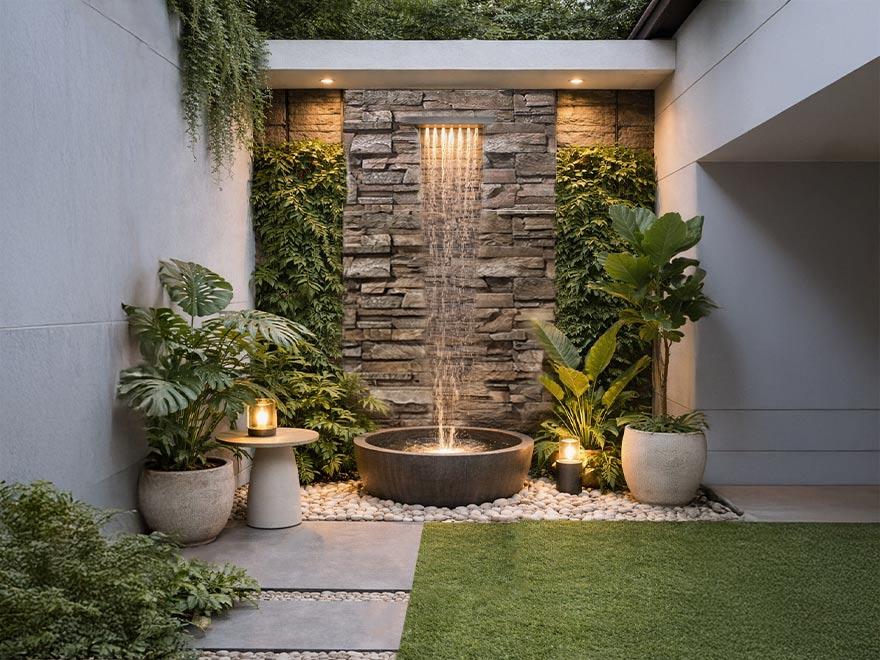 มุมน้ำตกหลังบ้าน เติมความสงบให้พื้นที่พักผ่อน