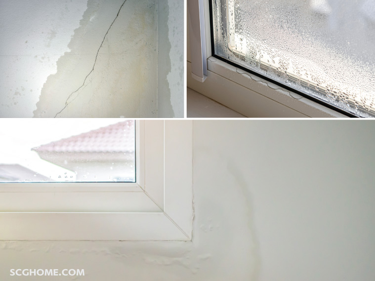 Singleimage รอยร้าวผนัง ผนังรั่วซึมรอบวงกบ