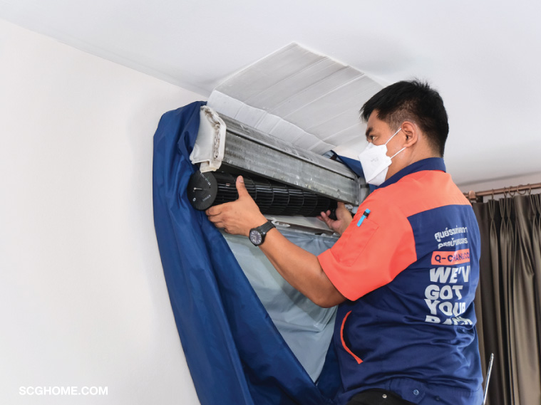 ล้างแอร์บ้าน Q Chang ช่างล้างแอร์ scg พัดลมโพรงกระรอก ล้างแอร์ คิวช่าง