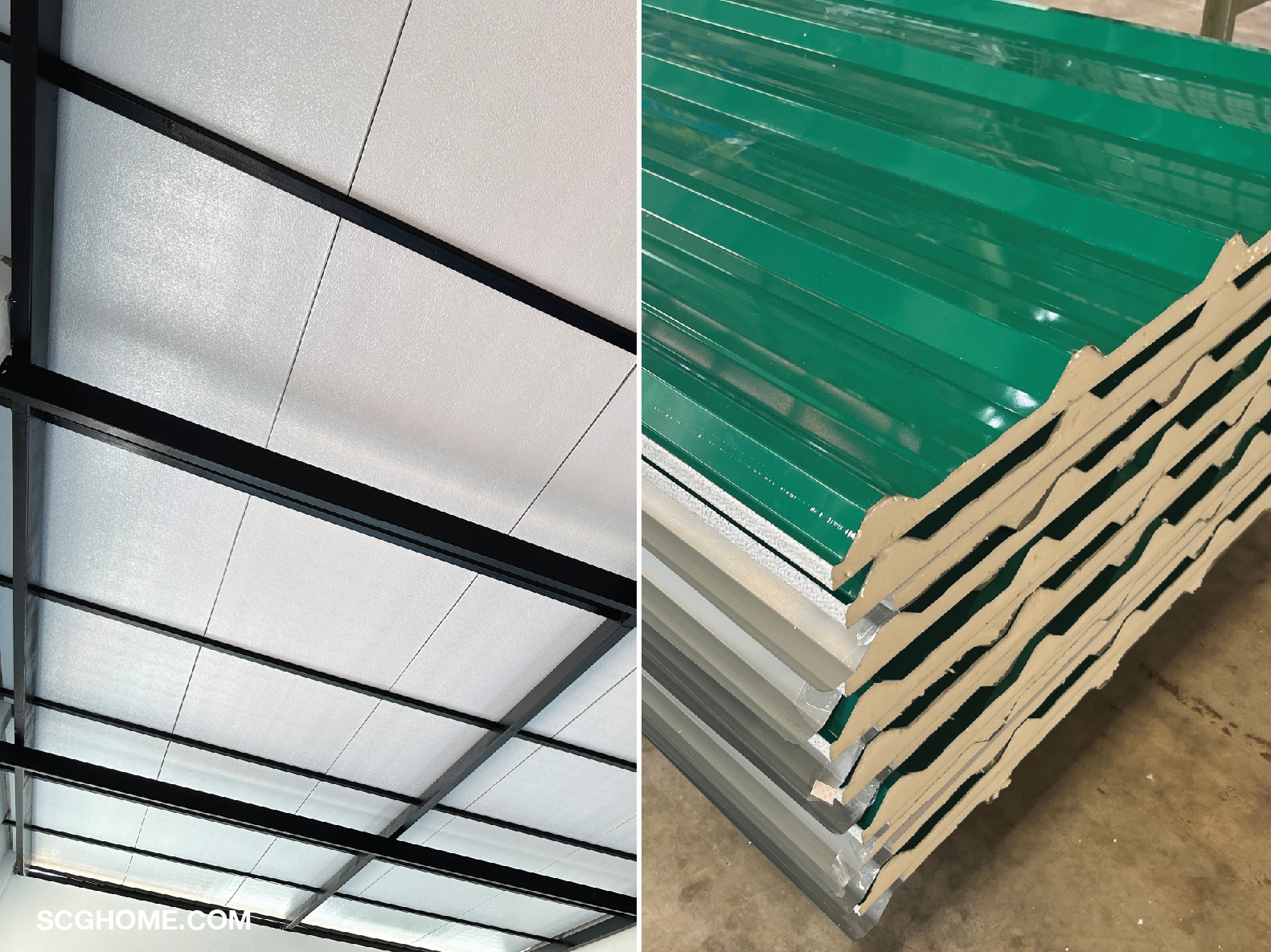 เมทัลชีทบุฉนวน PU โฟม (Polyurethane Foam) หรือเมทัลชีทแซนวิช