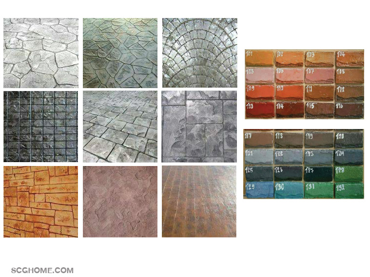 ลวดลายหิน และสีของพื้นคอนกรีตพิมพ์ลาย