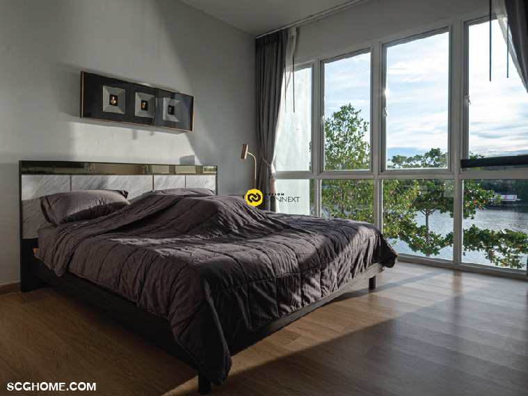 ห้องนอนที่มองเห็นวิวแม่น้ำแควน้อย