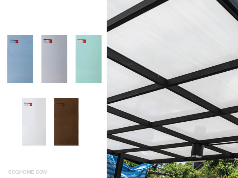 ต่อเติมครัวหลังบ้าน ต่อเติมหลังคาครัว หลังบ้าน วัสดุ หลังคา หลังคาโปร่งแสง ไฟเบอร์กลาส แผ่นเรียบ SCG นิวไลท์ Neulite